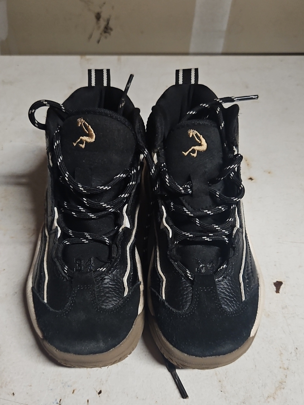 Kids Black and Brown High-Top Athletic Sneakers